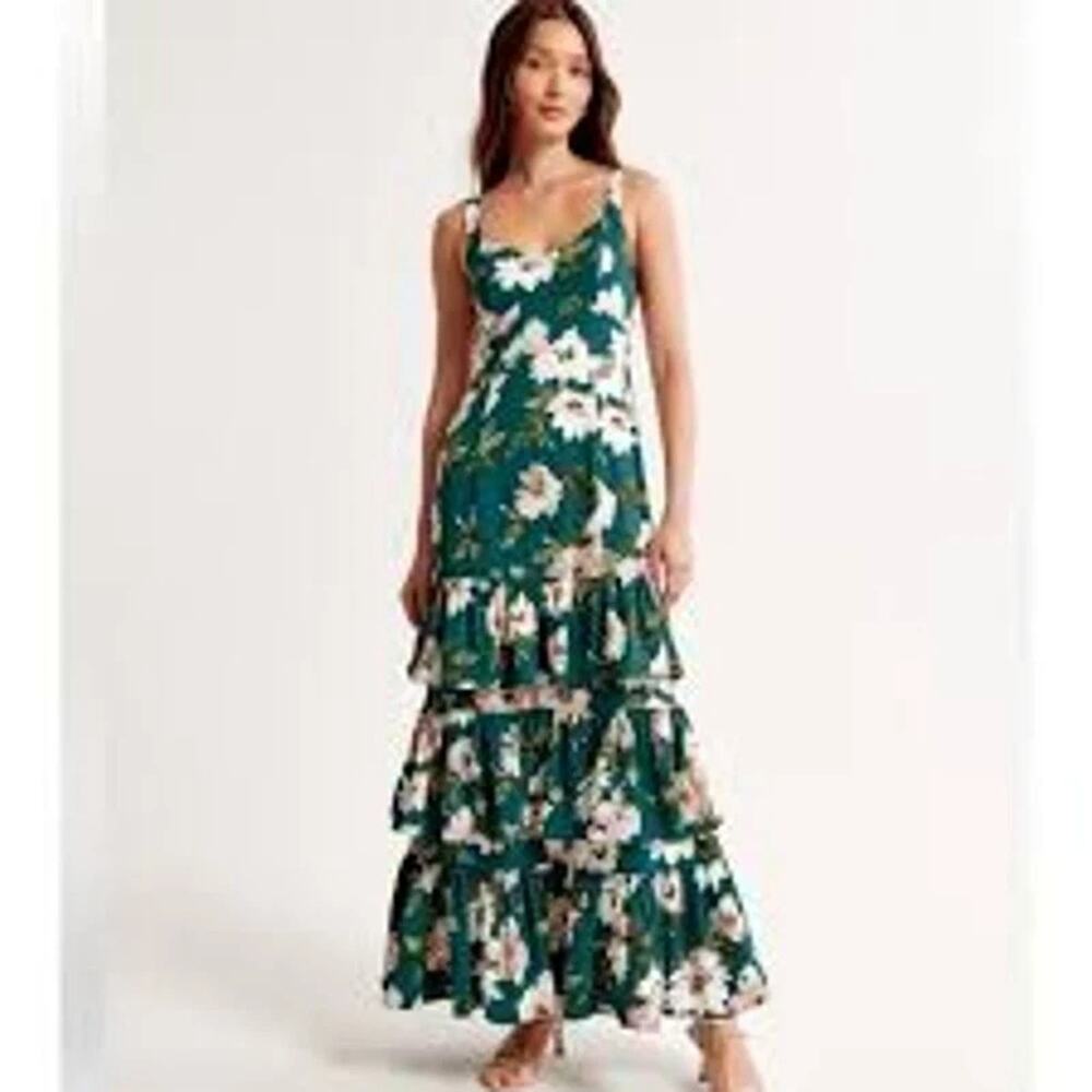 Abercrombie & Fitch Drama Tiered Romantic Maxi Dress Floral Empire waist NWT